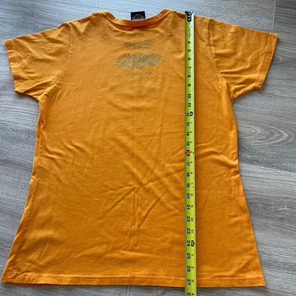 Harley Davidson Orange Bedazzled Tshirt Biker Motorcycle Kawaii Y2K Top Moto - Picture 6 of 8